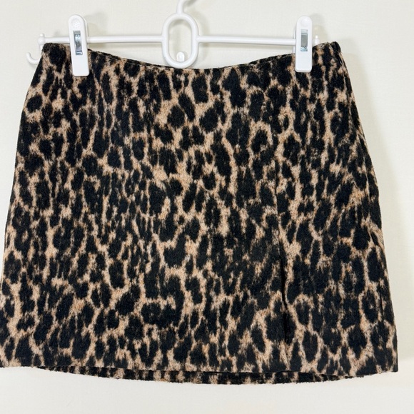 Papermoon Dresses & Skirts - Paper Moon Leopard Print Wool Blend Mini Skirt Fitted Textured Going Out Small